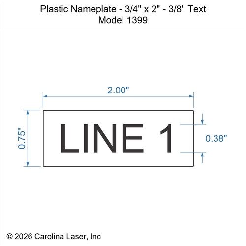 Modal Additional Images for Plastic Nameplate - 3/4" x 2" - 3/8" Text