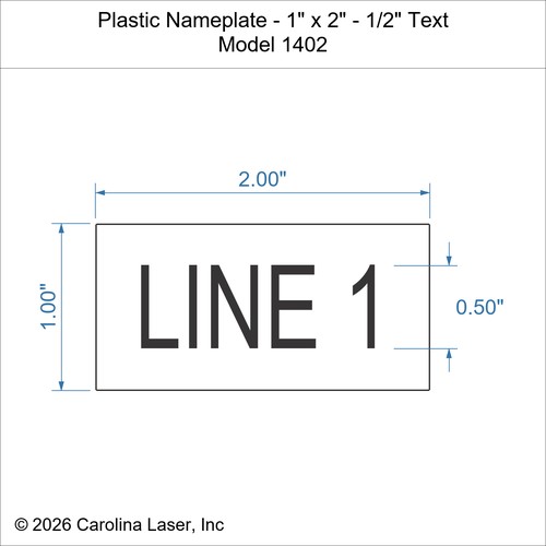 Modal Additional Images for Plastic Nameplate - 1" x 2" - 1/2" Text