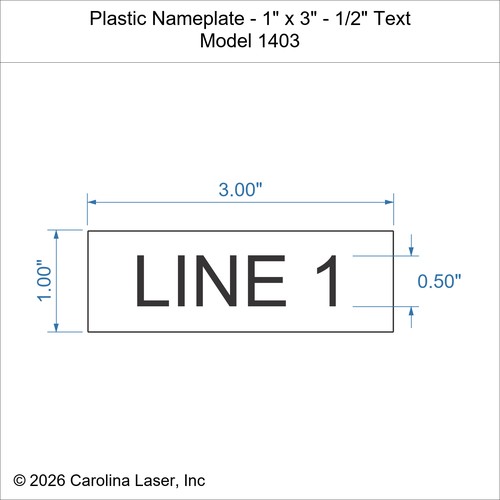 Modal Additional Images for Plastic Nameplate - 1" x 3" - 1/2" Text