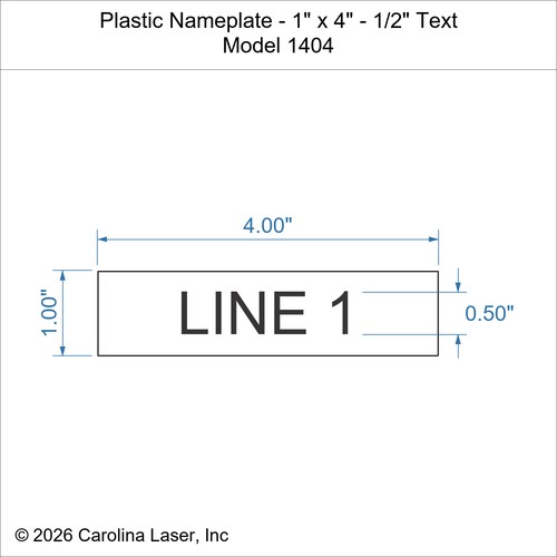 Modal Additional Images for Plastic Nameplate - 1" x 4" - 1/2" Text
