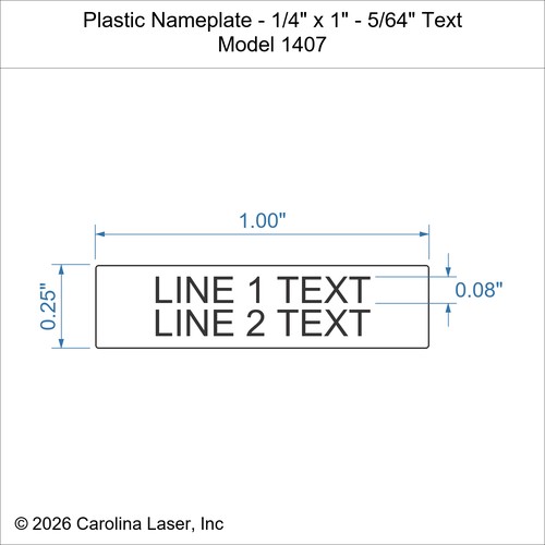 Modal Additional Images for Plastic Nameplate - 1/4" x 1" - 5/64" Text