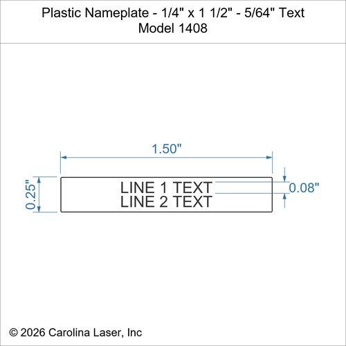Modal Additional Images for Plastic Nameplate - 1/4" x 1 1/2" - 5/64" Text