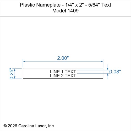 Modal Additional Images for Plastic Nameplate - 1/4" x 2" - 5/64" Text