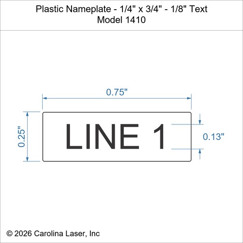Modal Additional Images for Plastic Nameplate - 1/4" x 3/4" - 1/8" Text