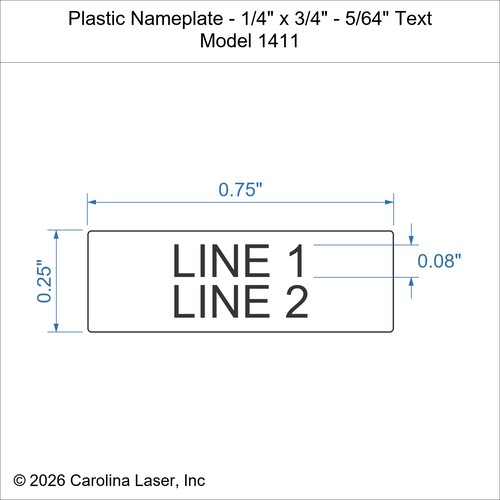 Modal Additional Images for Plastic Nameplate - 1/4" x 3/4" - 5/64" Text
