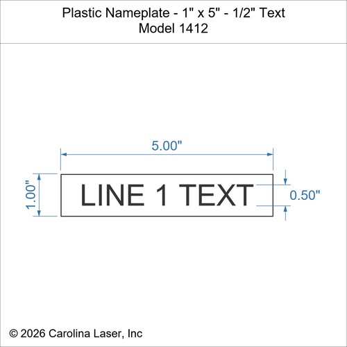 Modal Additional Images for Plastic Nameplate - 1" x 5" - 1/2" Text