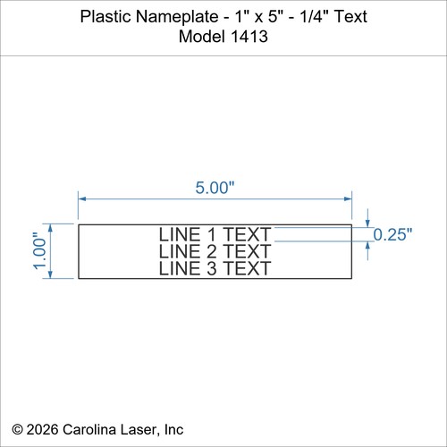 Modal Additional Images for Plastic Nameplate - 1" x 5" - 1/4" Text