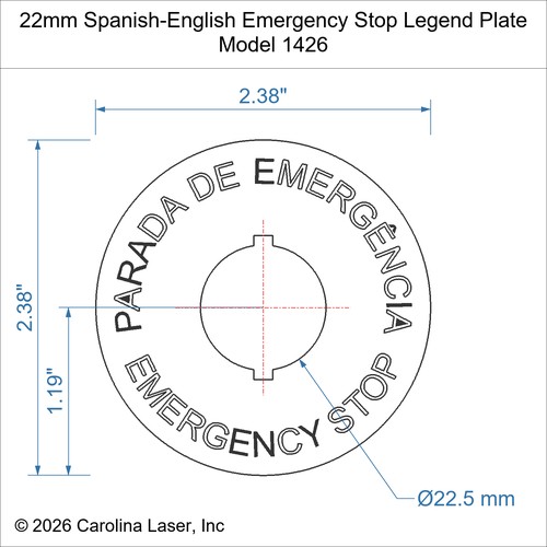 Modal Additional Images for 22mm Spanish-English Emergency Stop Legend Plate