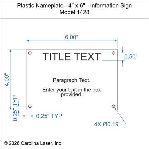 Modal Additional Images for Plastic Nameplate - 4" x 6" - Information Sign