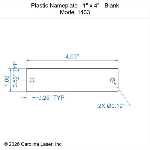 Modal Additional Images for Plastic Nameplate - 1" x 4" - Blank