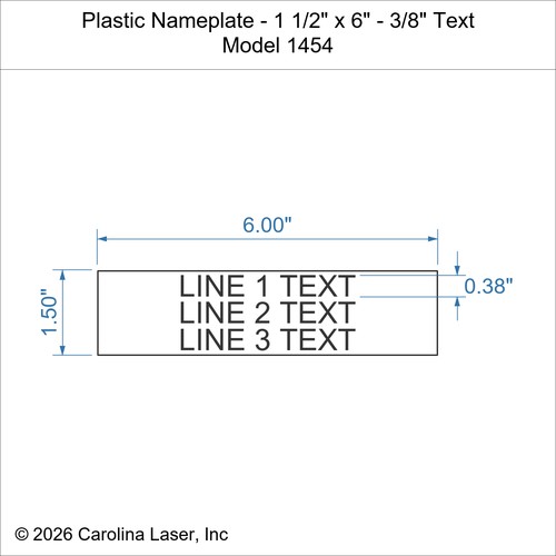 Modal Additional Images for Plastic Nameplate - 1 1/2" x 6" - 3/8" Text