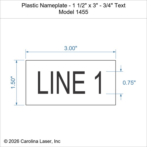 Modal Additional Images for Plastic Nameplate - 1 1/2" x 3" - 3/4" Text