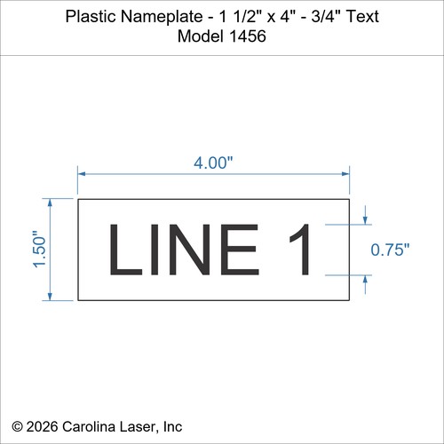 Modal Additional Images for Plastic Nameplate - 1 1/2" x 4" - 3/4" Text