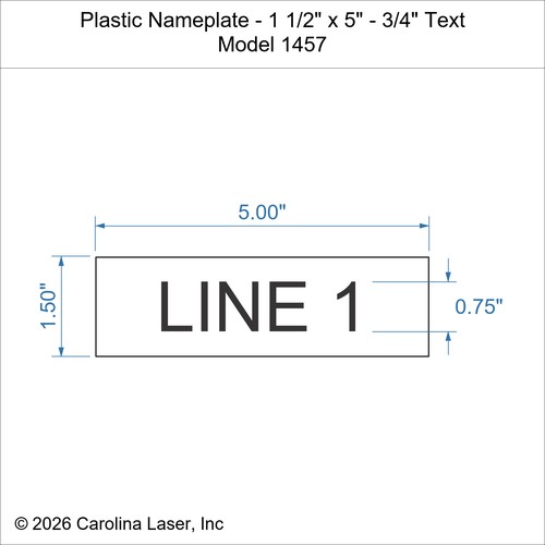 Modal Additional Images for Plastic Nameplate - 1 1/2" x 5" - 3/4" Text
