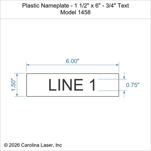 Modal Additional Images for Plastic Nameplate - 1 1/2" x 6" - 3/4" Text