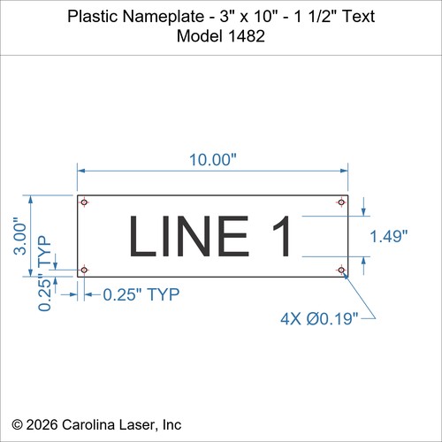 Modal Additional Images for Plastic Nameplate - 3" x 10" - 1 1/2" Text
