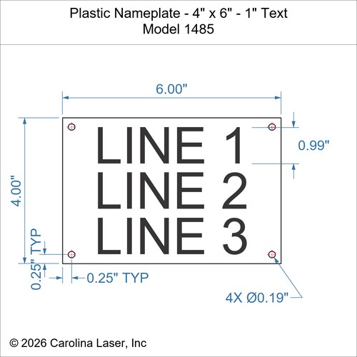 Modal Additional Images for Plastic Nameplate - 4" x 6" - 1" Text