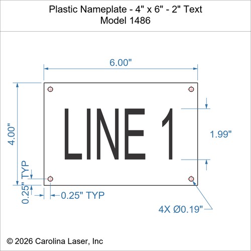 Modal Additional Images for Plastic Nameplate - 4" x 6" - 2" Text