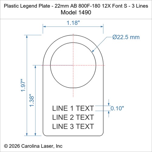 Modal Additional Images for Plastic Legend Plate - 22mm AB 800F-180 12X Font S - 3 Lines