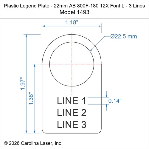 Modal Additional Images for Plastic Legend Plate - 22mm AB 800F-180 12X Font L - 3 Lines