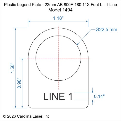 Modal Additional Images for Plastic Legend Plate - 22mm AB 800F-180 11X Font L - 1 Line