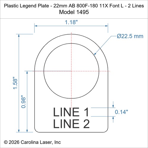 Modal Additional Images for Plastic Legend Plate - 22mm AB 800F-180 11X Font L - 2 Lines