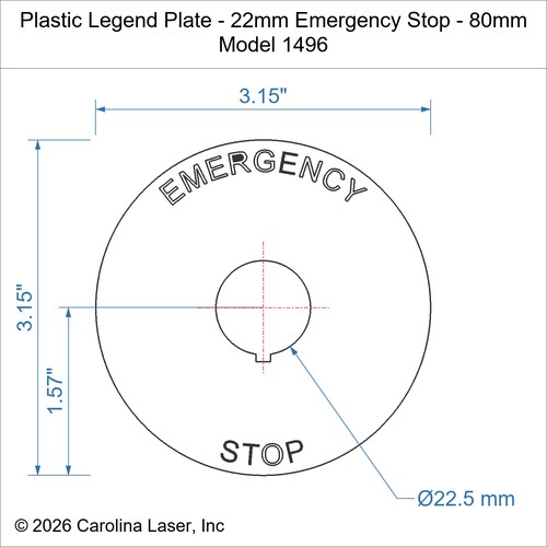 Modal Additional Images for Plastic Legend Plate - 22mm Emergency Stop - 80mm