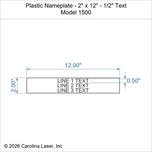 Modal Additional Images for Plastic Nameplate - 2" x 12" - 1/2" Text
