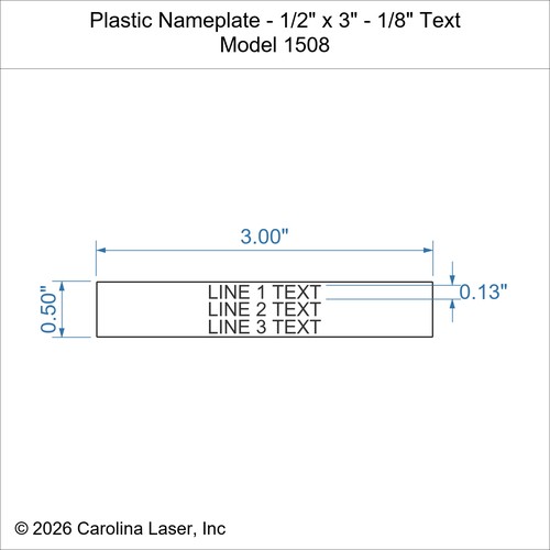Modal Additional Images for Plastic Nameplate - 1/2" x 3" - 1/8" Text