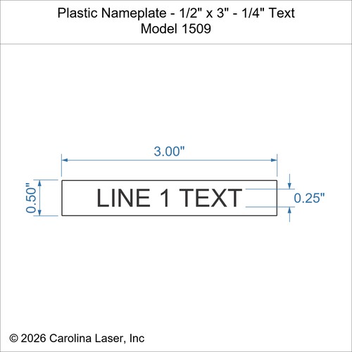 Modal Additional Images for Plastic Nameplate - 1/2" x 3" - 1/4" Text