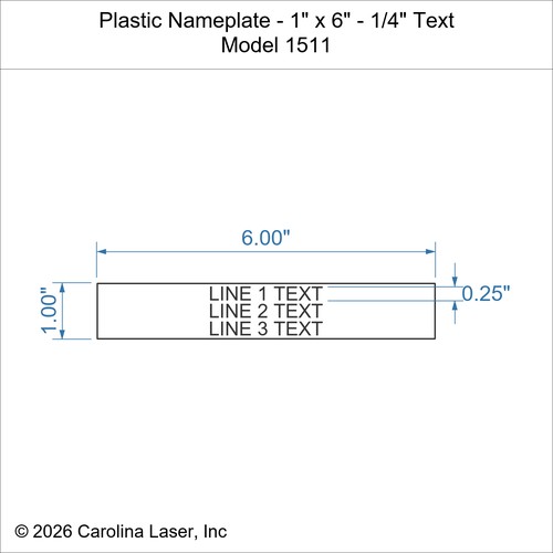 Modal Additional Images for Plastic Nameplate - 1" x 6" - 1/4" Text