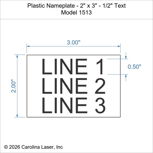 Modal Additional Images for Plastic Nameplate - 2" x 3" - 1/2" Text
