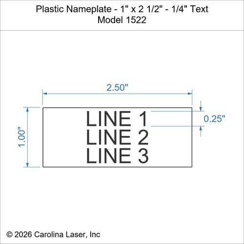 Modal Additional Images for Plastic Nameplate - 1" x 2 1/2" - 1/4" Text