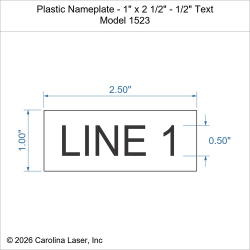 Modal Additional Images for Plastic Nameplate - 1" x 2 1/2" - 1/2" Text