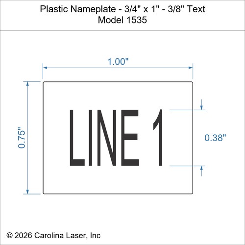 Modal Additional Images for Plastic Nameplate - 3/4" x 1" - 3/8" Text