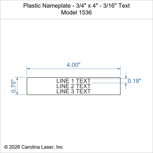 Modal Additional Images for Plastic Nameplate - 3/4" x 4" - 3/16" Text
