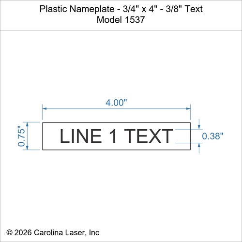 Modal Additional Images for Plastic Nameplate - 3/4" x 4" - 3/8" Text