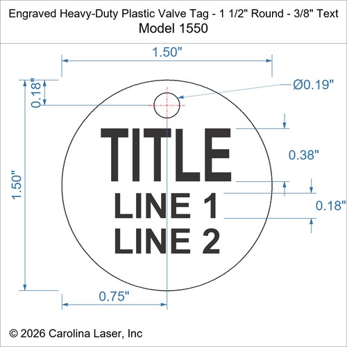 Modal Additional Images for Engraved Heavy-Duty Plastic Valve Tag - 1 1/2" Round - 3/8" Text