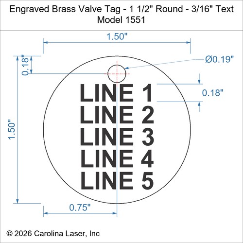 Modal Additional Images for Engraved Brass Valve Tag - 1 1/2" Round - 3/16" Text