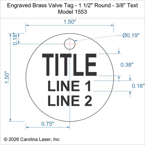 Modal Additional Images for Engraved Brass Valve Tag - 1 1/2" Round - 3/8" Text