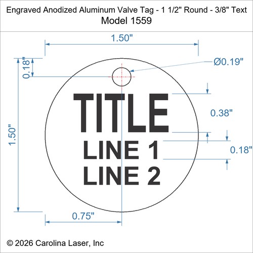 Modal Additional Images for Engraved Anodized Aluminum Valve Tag - 1 1/2" Round - 3/8" Text