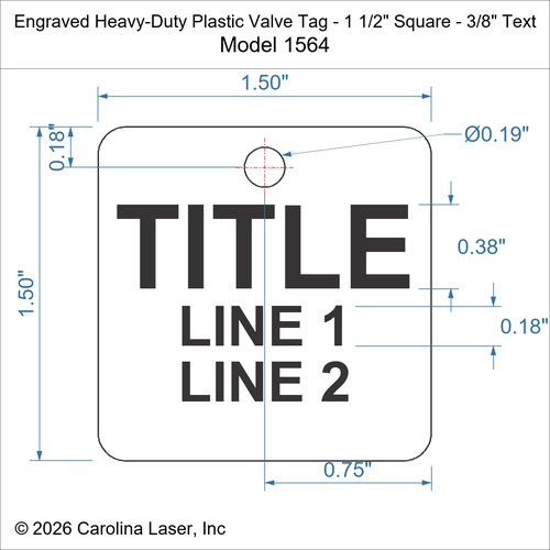 Modal Additional Images for Engraved Heavy-Duty Plastic Valve Tag - 1 1/2" Square - 3/8" Text