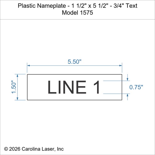 Modal Additional Images for Plastic Nameplate - 1 1/2" x 5 1/2" - 3/4" Text