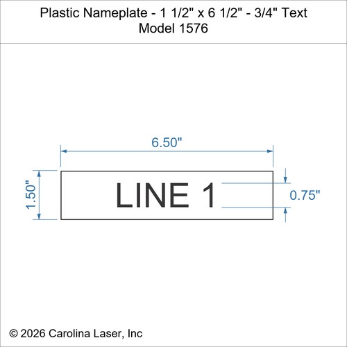 Modal Additional Images for Plastic Nameplate - 1 1/2" x 6 1/2" - 3/4" Text
