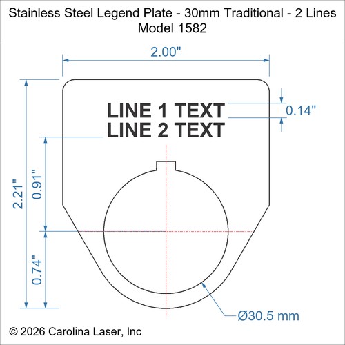Modal Additional Images for Stainless Steel Legend Plate - 30mm Traditional - 2 Lines