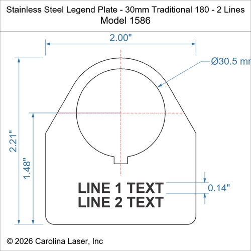 Modal Additional Images for Stainless Steel Legend Plate - 30mm Traditional 180 - 2 Lines
