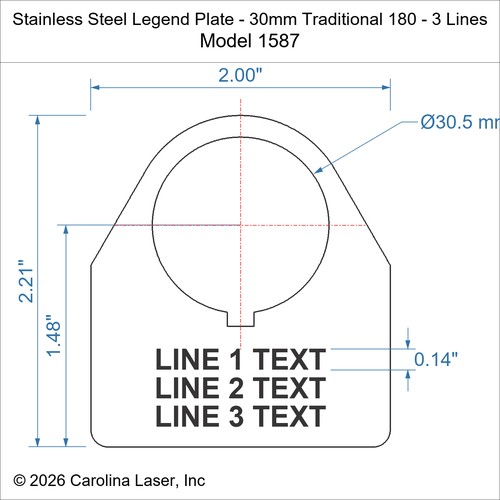 Modal Additional Images for Stainless Steel Legend Plate - 30mm Traditional 180 - 3 Lines