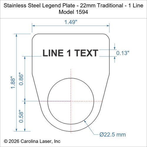 Modal Additional Images for Stainless Steel Legend Plate - 22mm Traditional - 1 Line