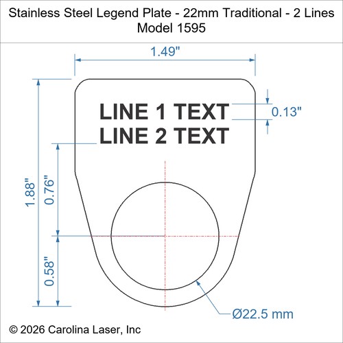 Modal Additional Images for Stainless Steel Legend Plate - 22mm Traditional - 2 Lines