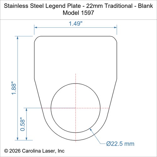 Modal Additional Images for Stainless Steel Legend Plate - 22mm Traditional - Blank
